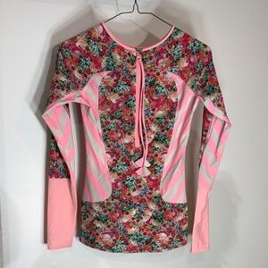 Lululemon Athletica Pink Floral Long Sleeve Top